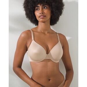 Soma 44DDD Vanishing Back Full Coverage Bra Underwire Smoothing T-Shirt Beige